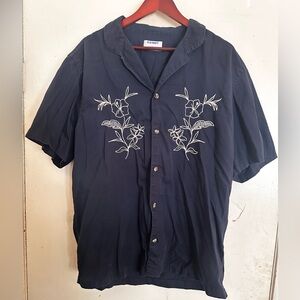 Old Navy Dark Blue Floral Embroidered Shirt